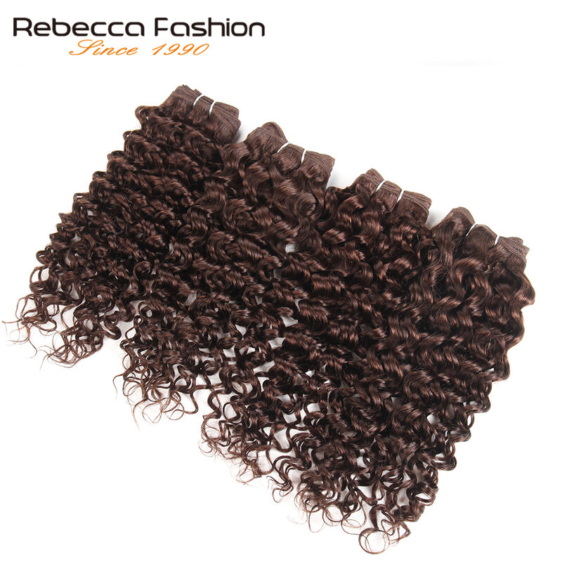 Rebecca-Malaysian Jerry Curly Wave Weave Hair, cabelo humano não Remy, 4 cores, #1, # 1B, #2, #4, 190g por pacote