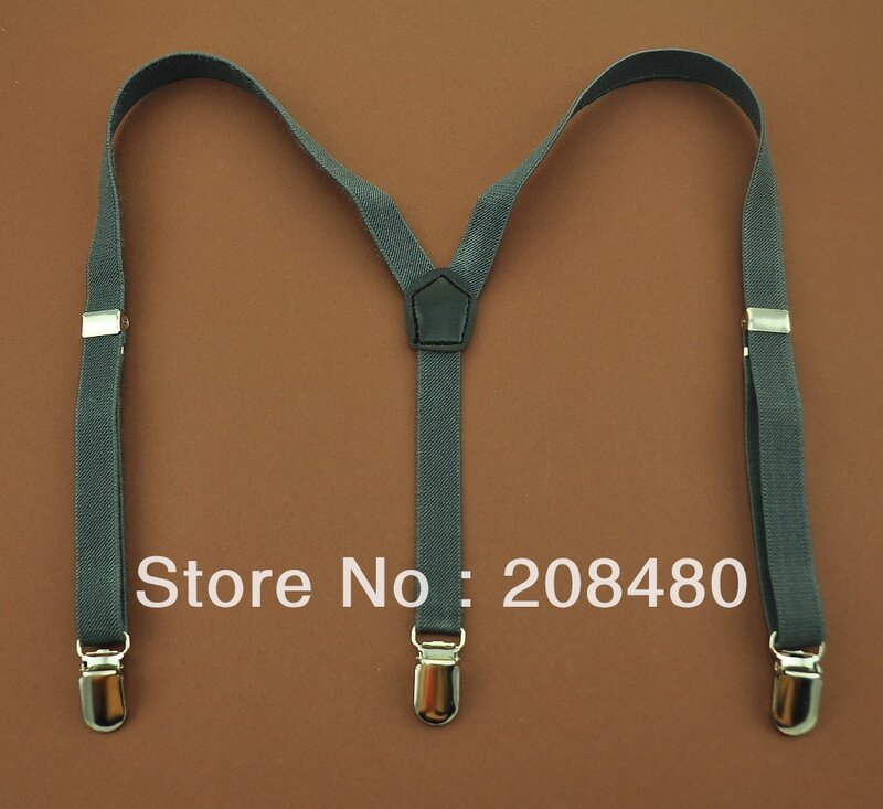 ฟรี Shipping-1.5x65cm "ลึกสีเทา" เด็ก Suspenders เด็ก/ชาย/หญิง Suspender ยืดหยุ่น Slim Suspenders-ขายส่งและขายปลีก