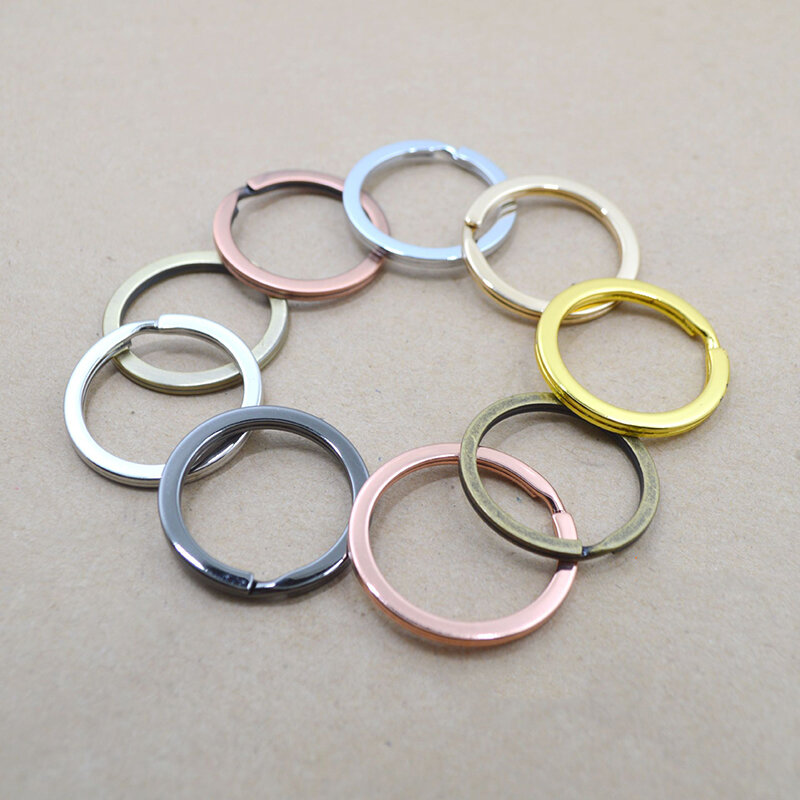Llavero chapado en oro para fabricación de joyas, anillo dividido (nunca se decolora), bolsa de coche, 15, 20, 25, 28, 30mm, 20 unids/lote por paquete