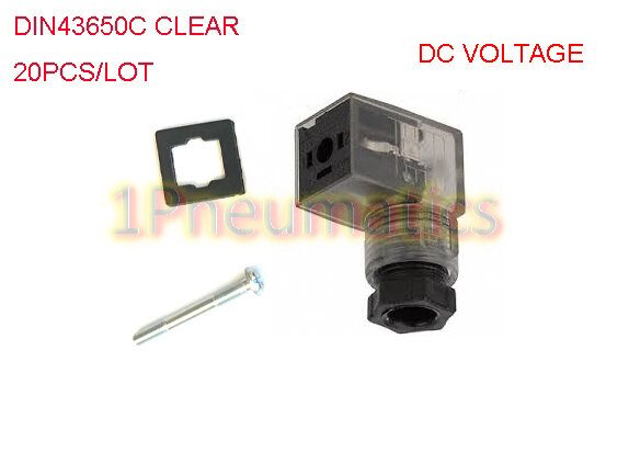 Free Shipping 20PCS/LOT DC VOLTAGE DIN43650C Connector Plug Lead LED with Indicator Light LED