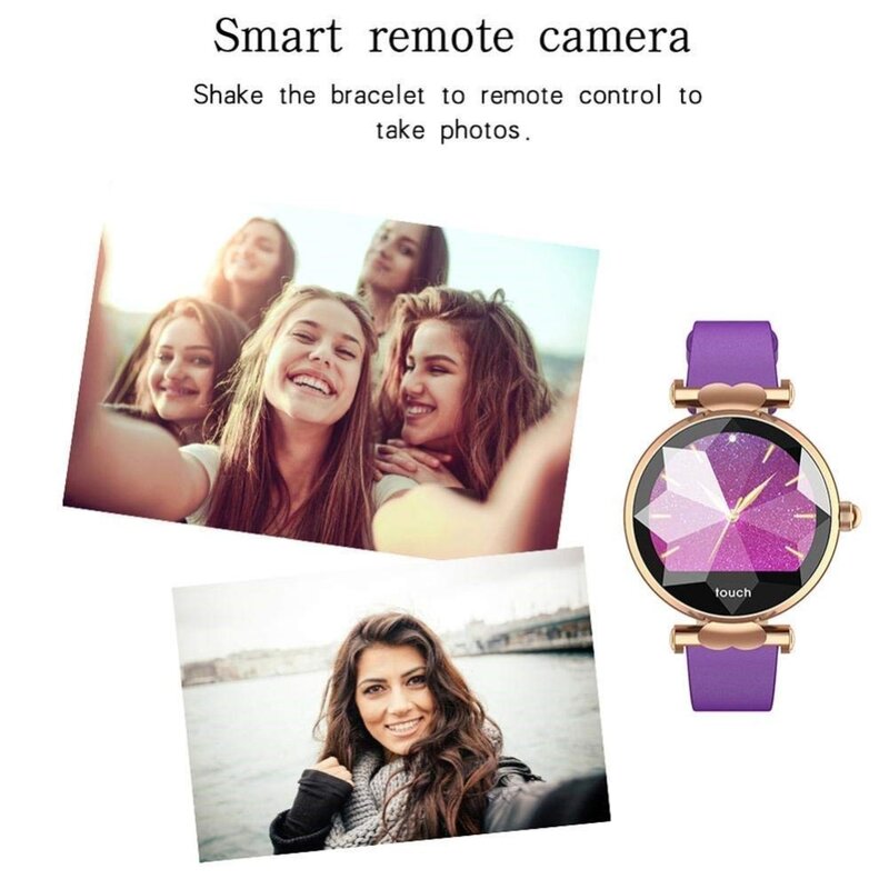 B80 montre intelligente H3 femmes Smartwatch diamant verre dame Reloj pression artérielle PPG moniteur de fréquence cardiaque Tracker de Fitness