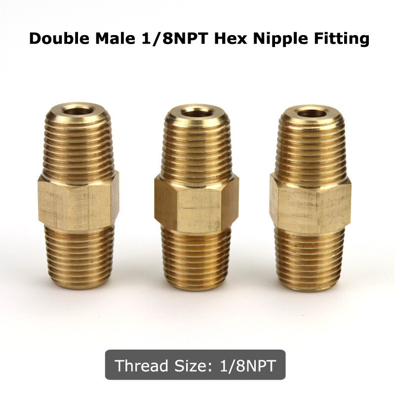 A Lot Of 3PCS New Air Fitting  Hose Pipe Connector Hex Nipple Fitting Double Male 1/8 NPT Threads Connection