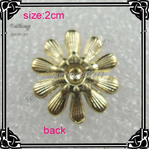 Gratis verzending! 50 stks/partij 2 CM diameter metalen bloem Decoratie button