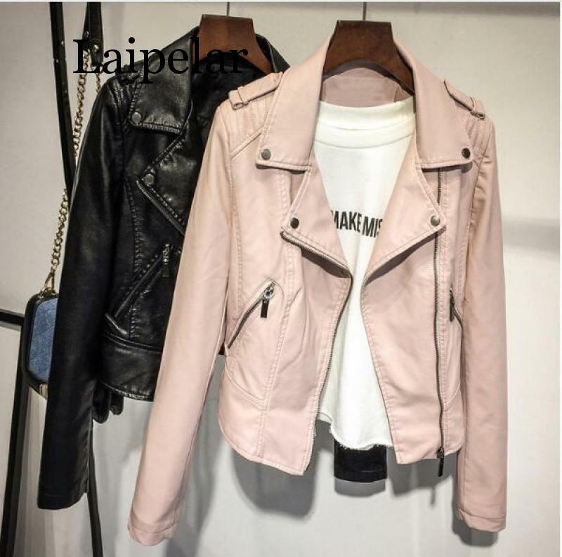 Laipelar New Fashion Women Casual Motorcycle Faux Soft Leather Jackets Female Winter Autumn Brown Black Coat Outwear Hot Sale