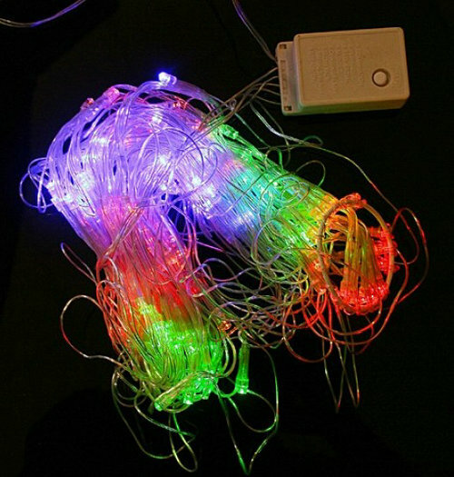 Lampu 120 bola lampu LED RGB, warna-warni lampu tali peri pesta Natal/pernikahan hiasan jendela jaring laba-laba-Multi Warna