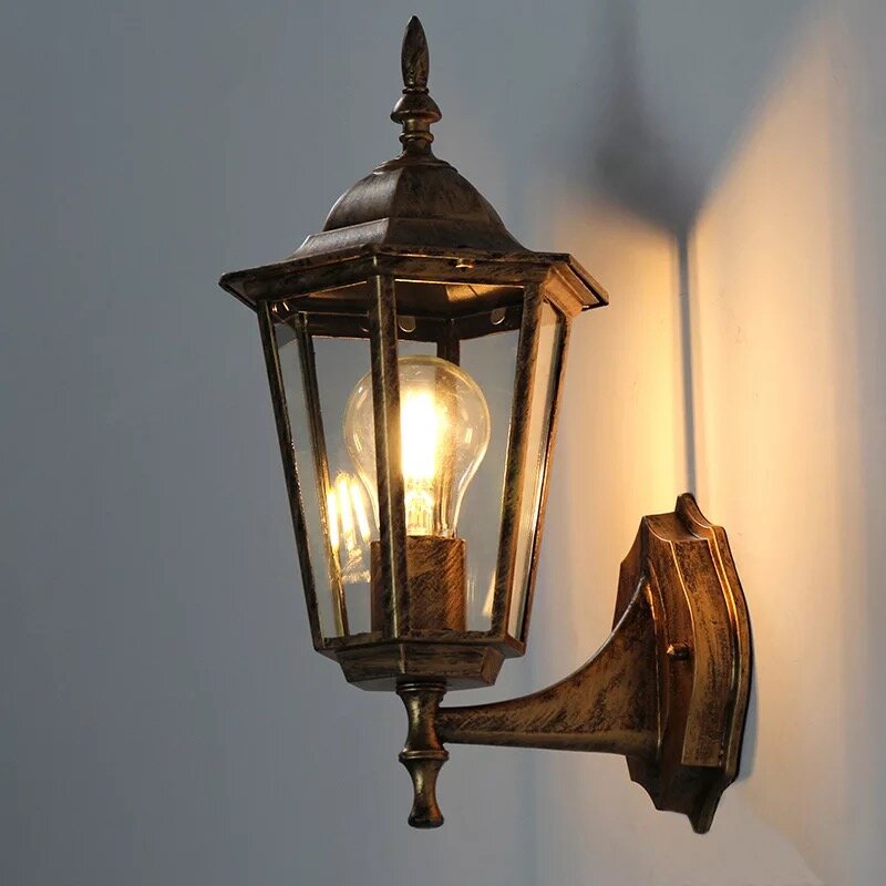 HAWBOIRR-유럽 스타일 간단한 야외 빌라 발코니 방수 녹 레트로 복도 램프, 실내 거실 벽 램프
