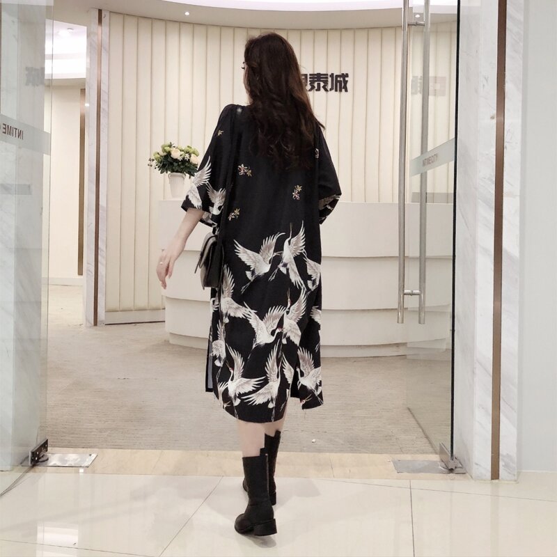 Kardigan Kimono kobiety 2019 długa koszula odzież damska damskie topy i bluzki Harajuku Kawaii japońska moda uliczna koszula DD001