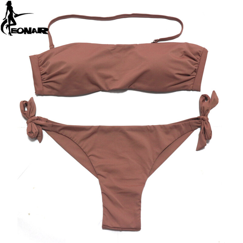 EONAR Bikini 2022 costume da bagno donna solido Bikini taglio brasiliano Set Bikini Push Up costumi da bagno Femme costumi da bagno Sport abbigliamento da spiaggia
