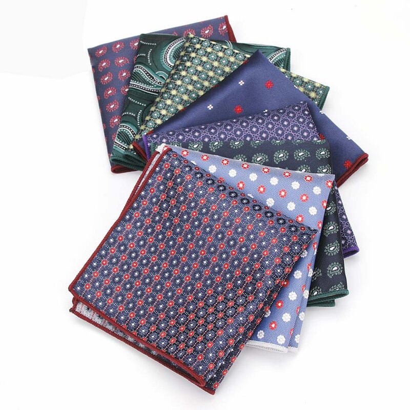 Huishi Pocket Vierkante Stippen Bloemen Jacquard Paisley Hoofddoek Hanky Suits Accessoires Voor Bruiloft Zakelijke Mannen Pocket Vierkante Handdoek