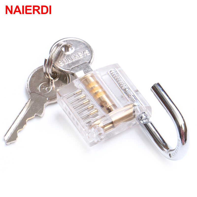 NAIERDI Locksmith Transparent Locks Pick Visible Cutaway Mini Practice View Padlock Hasps Training Skill For Furniture Hardware