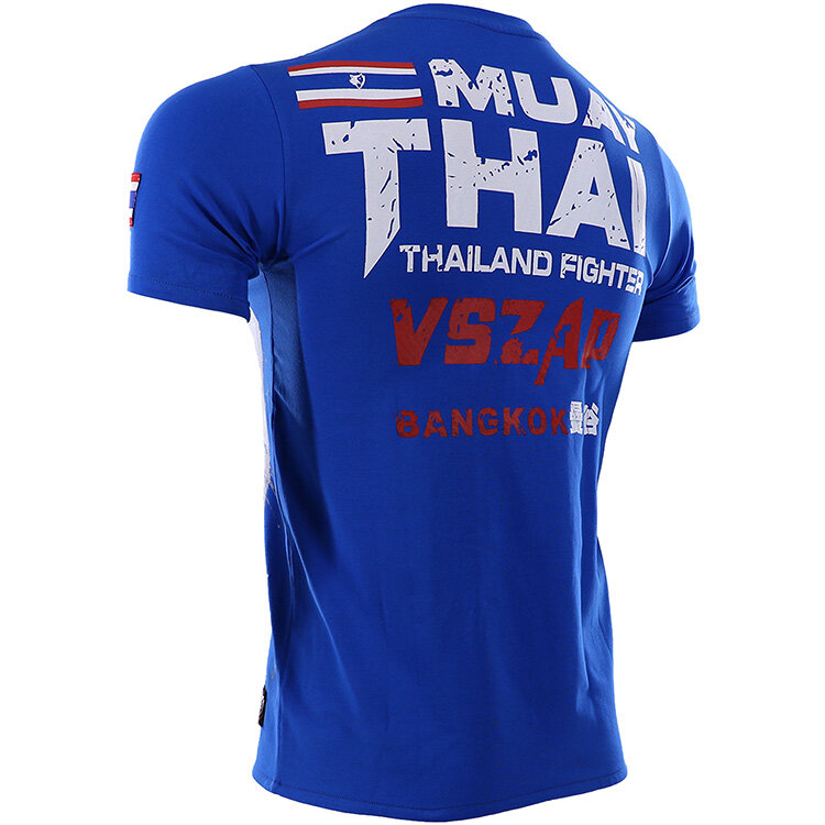 VSZAP T-shirt Men Muay Thai Sports Aerobics Running Clothing Boxing Gym Cotton