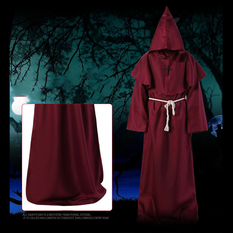 Plaga lekarz chrystus kostiumy mężczyźni mnich Cosplay maska lekarza dżumy Steampunk szata ksiądz Horror kreator Halloween czarownica kobiety