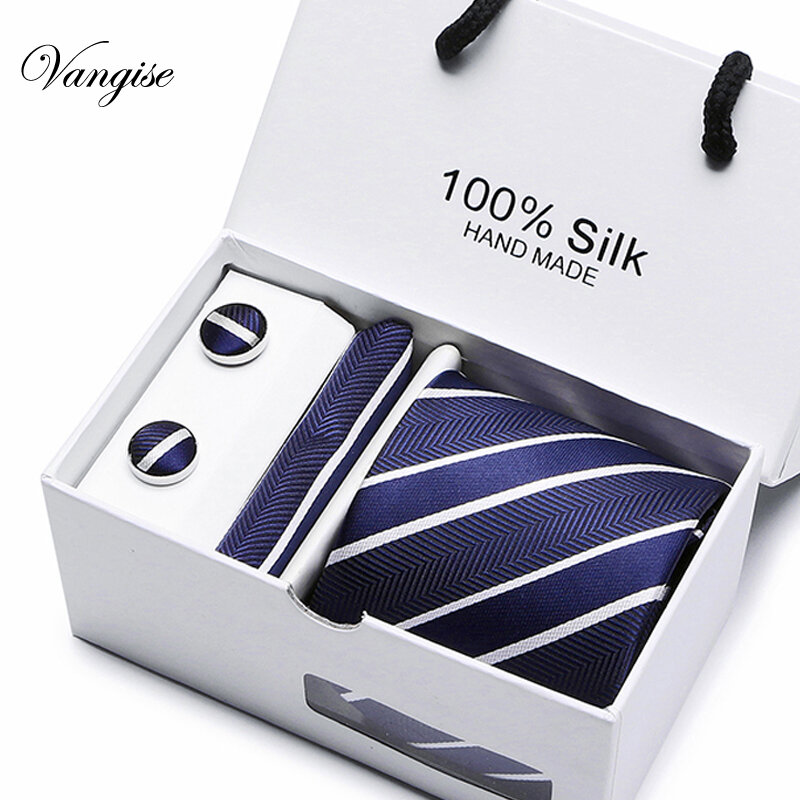 Brand 100% jedwabne krawaty męskie krawaty zestaw bardzo długi rozmiar 145cm * 7.5cm krawat granatowy Paisley żakardowy jedwabny garnitur wesele przyjęcie
