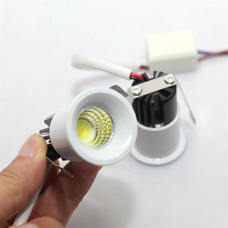 Pequeno White Miniature Spot Dimmable Mini COB LED Downlight, Micro pequeno teto, Foyer Living, 5W, 110V, 220V, DC 12V, 10 peças por lote
