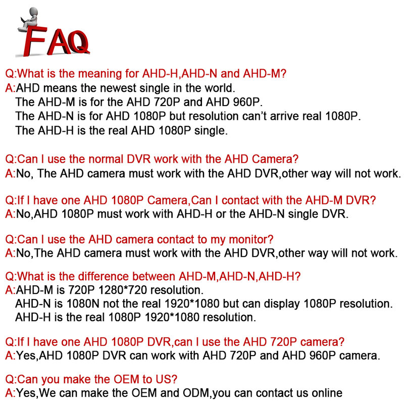 Smar AHD camera 1080P Indoor Home Security Camera With 18pcs Nano IR Led Night Vision Day & Night Surveillance
