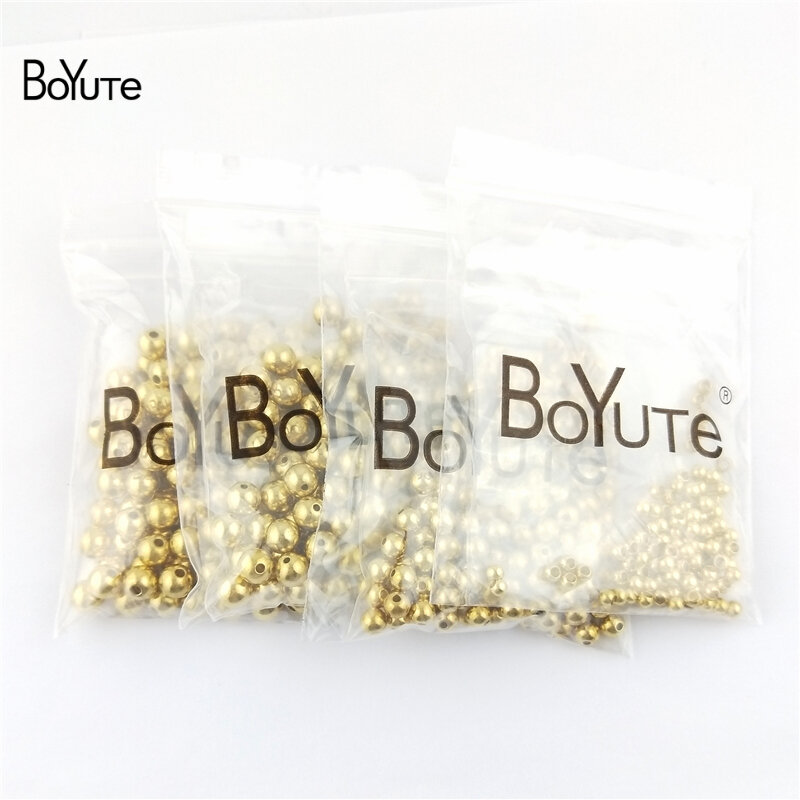 BoYuTe-Cuentas espaciadoras redondas de latón para fabricación de joyas, accesorios de bricolaje, venta al por mayor, 2-2. 5-3-4-6mm, 100 unids/lote