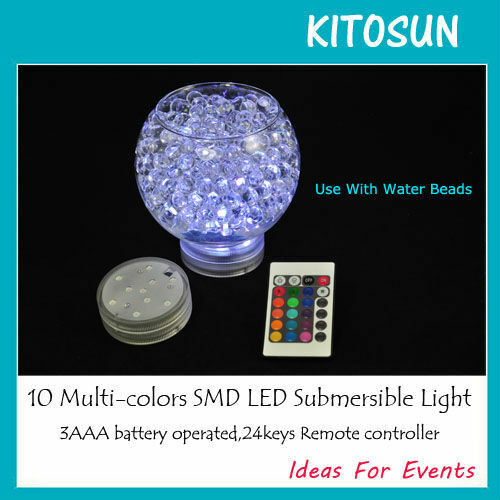 Illuminazione a centrotavola, luce a LED sommergibile da 2.8 pollici, 10 LED multicolori, telecomando, luce floreale a batteria 3AAA