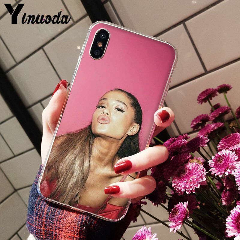 Ariana grande AG Yinuoda Adoçante Rainbow Soft Shell Transparente Telefone Capa para iPhone 5 8 7 6 6 S Plus 5S SE XR X XS MAX Coque