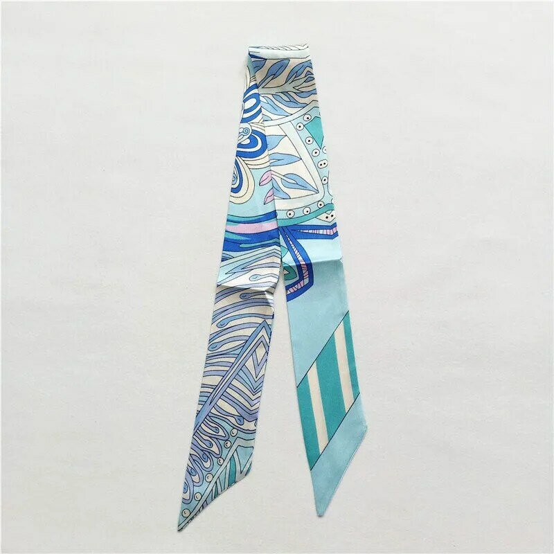 Bufanda de seda fina para mujer, pañuelo de marca de diseño, a la moda, para bolso, cintas para la cabeza, corbata, 2023