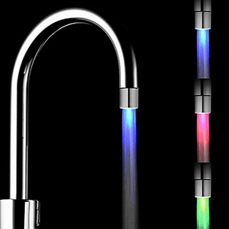Grifo de agua con luz LED para cocina, boquilla brillante que cambia de color, boquilla de lavabo, filtro de baño sin suministro de batería