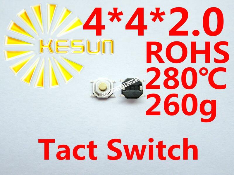 FREE SHIPPING 100PCS  4X4X2.0MM SMD Tactile Tact Push Button Micro Switch Momentary    ROHS