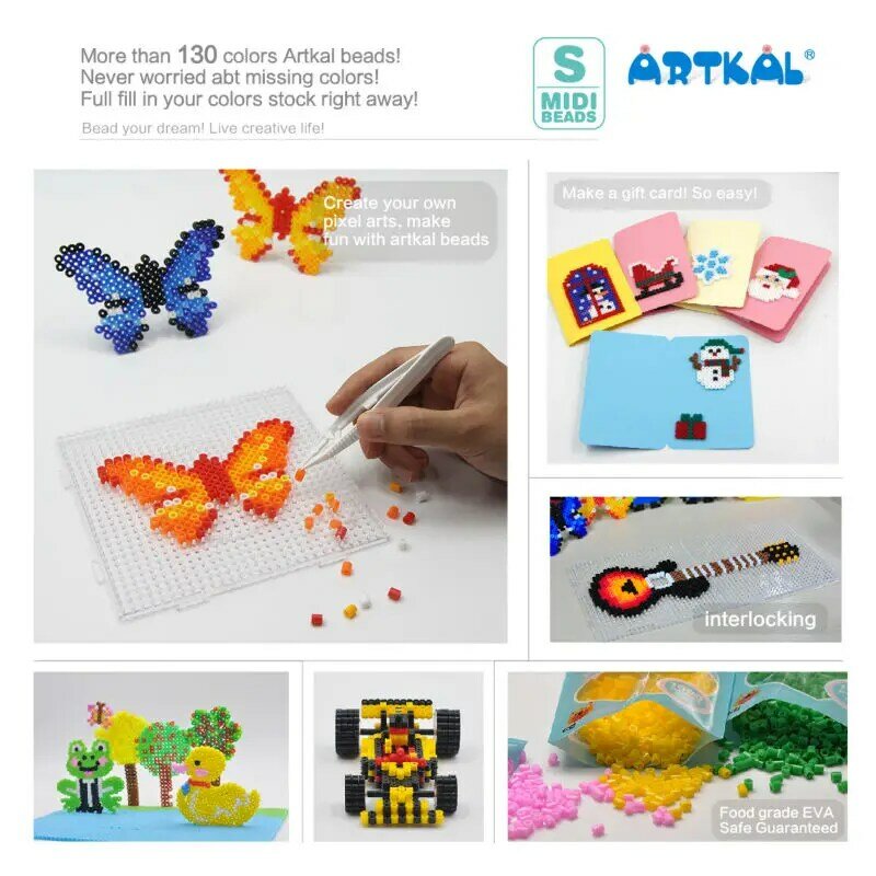 159 cores sólidas contas artkal 1000 pçs/saco midi 5mm perler contas crianças artesanato brinquedos