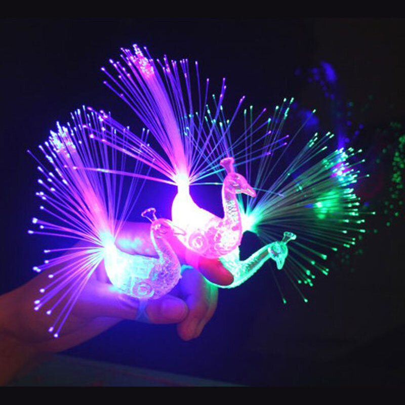 1 PC LED Peacock Finger Light Colorful Rings Party lamps Gadgets Kids Intelligent Toy for Brain gift favors props