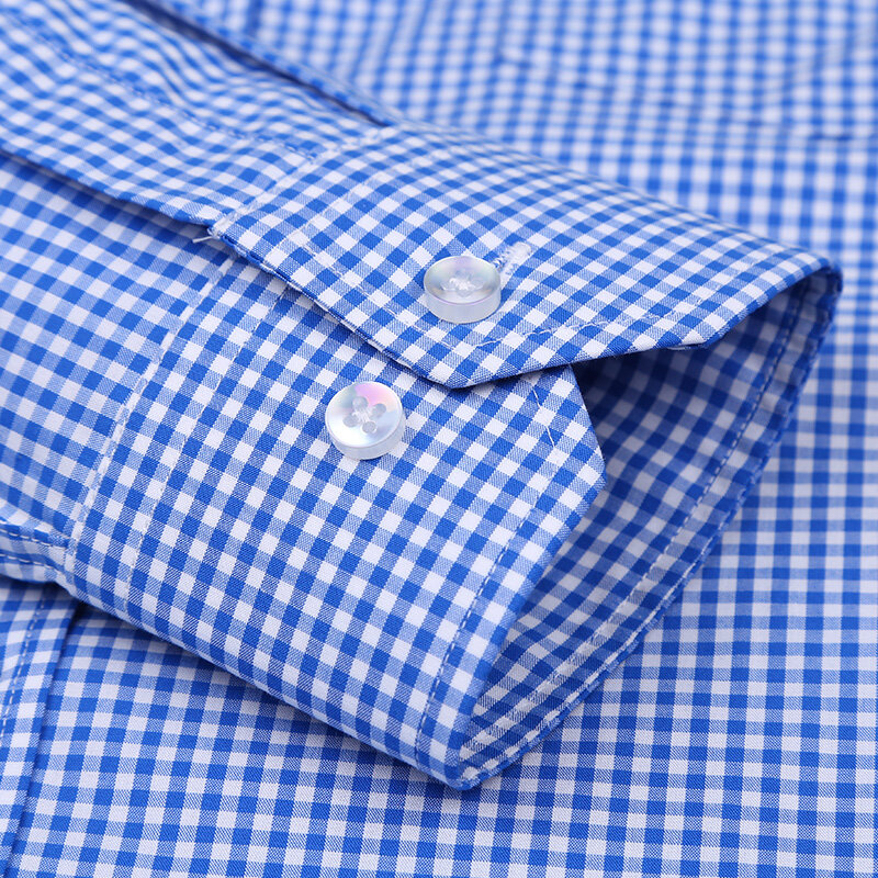 Рубашка мужская повседневная в клетку, брендовая небольшая Классическая рубашка из 100% хлопка, из ткани Оксфорд, весна