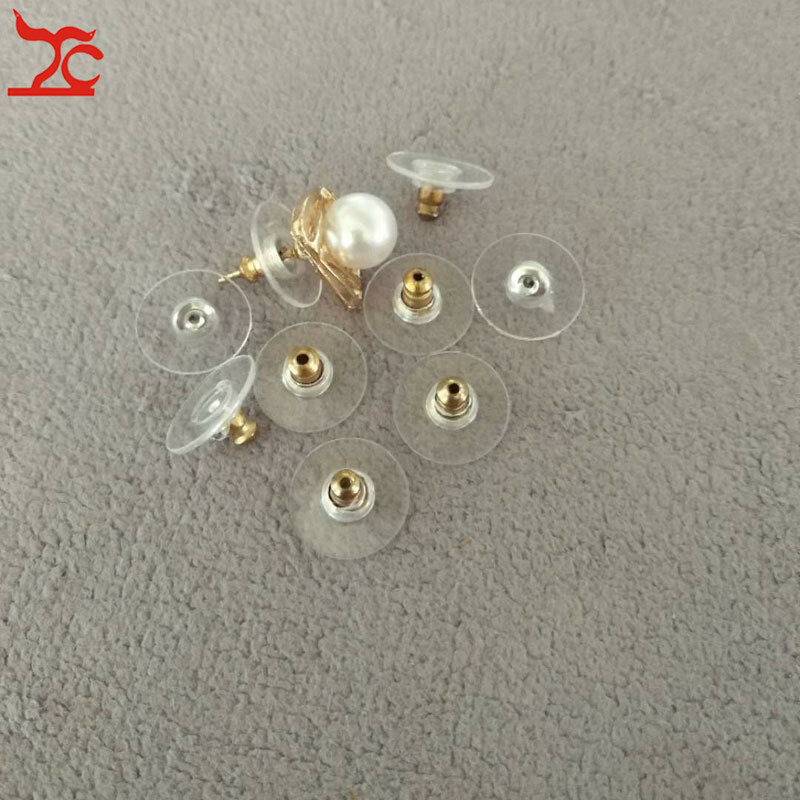 50Pcs Silicon Stud Earring Back Stoppers Gold Silver Plate Earring Post Nut Pad For Jewelry Finding And Components 11*6 mm