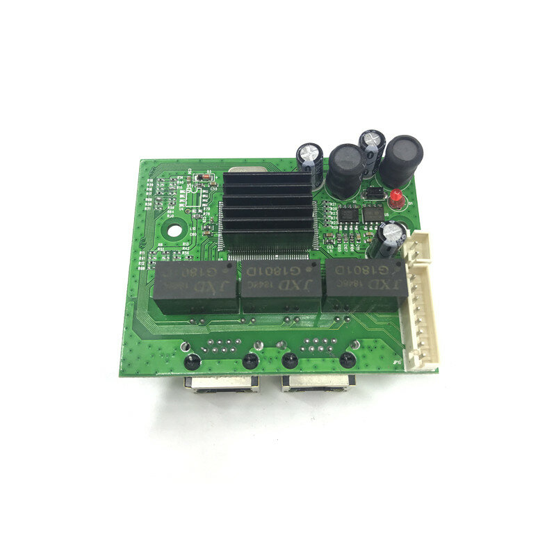 Placa de interruptor de concentrador de red ethernet, 10/100/1000mbps, 2 puertos, pcb de dos capas, rj45, 1x8 pines, directo de fábrica