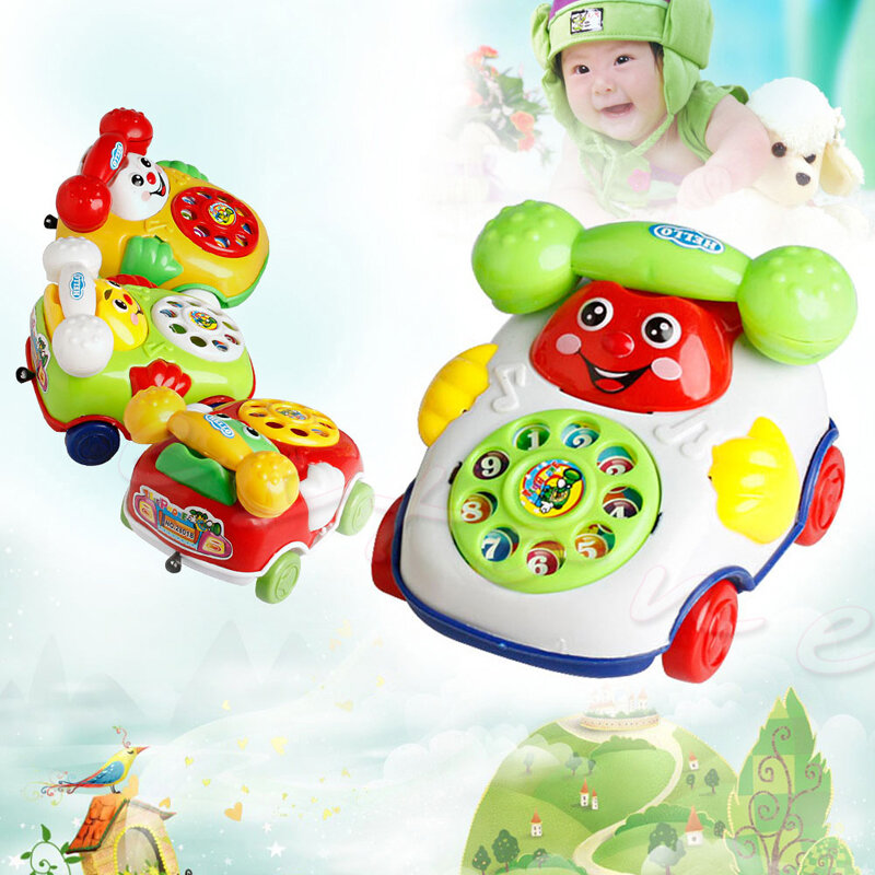Simulação de crianças brinquedos do telefone crianças bebê dos desenhos animados puxar linha telefone 2016 presente desenvolver inteligência educação brinquedos
