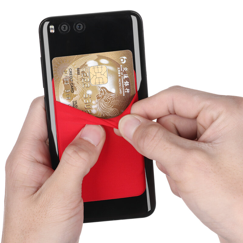 Cartera elástica para teléfono móvil Unisex, funda adhesiva de bolsillo para tarjeta de identificación de crédito, 1 unidad