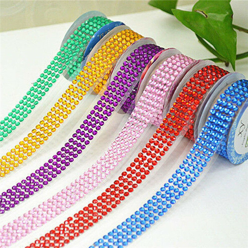Bling Self-Adhesive Diamond Rhinestones Stick On Scrapbooking Sticker Tape Cellphone Gift Wrapping Wall Album Decorating Supply