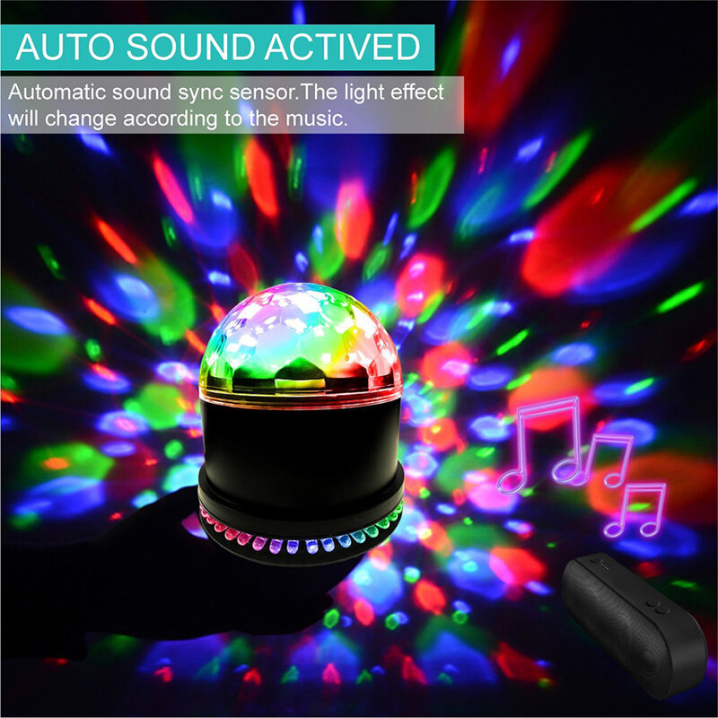 Mini RGB 5W Crystal Magic Ball Panggung LED Lampu Suara Actived Auto DJ Ktv Laser Disko Tahap Efek Cahaya pesta Natal Lampu