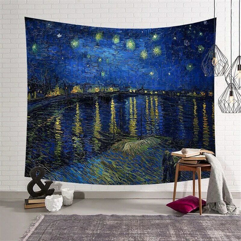 Geometry Van Gogh Tapestries Art Wall Hanging Sunflower Pattern Abstract Painting Home Decoration Pop Curtain Blanket Bedspreads