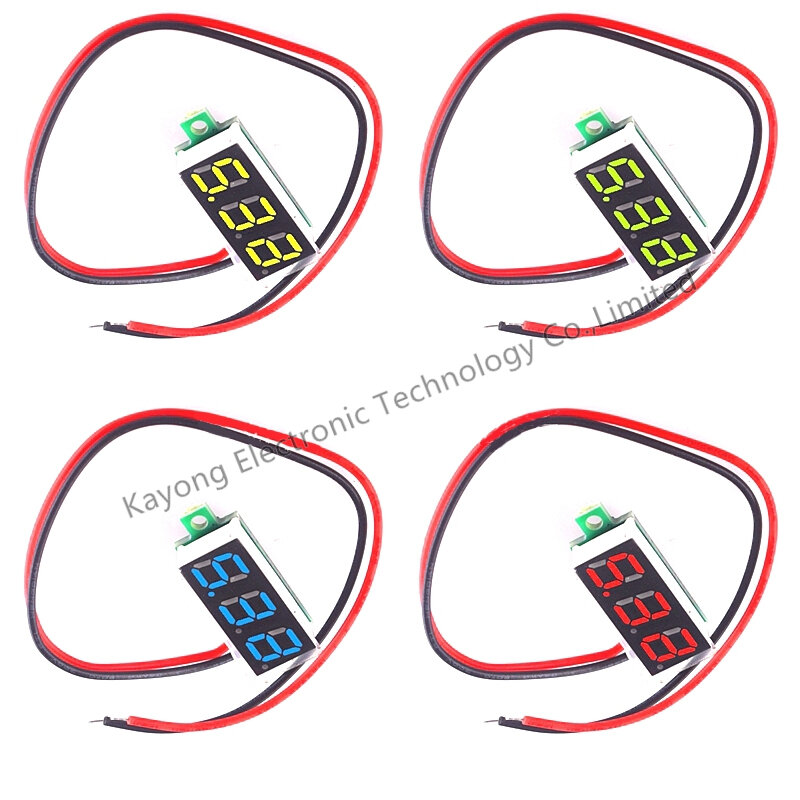 Voltímetro Digital LED CC de 0,28 pulgadas medidor de voltaje de 0-100 V Auto coche móvil Detector de voltaje 12 V rojo verde azul amarillo