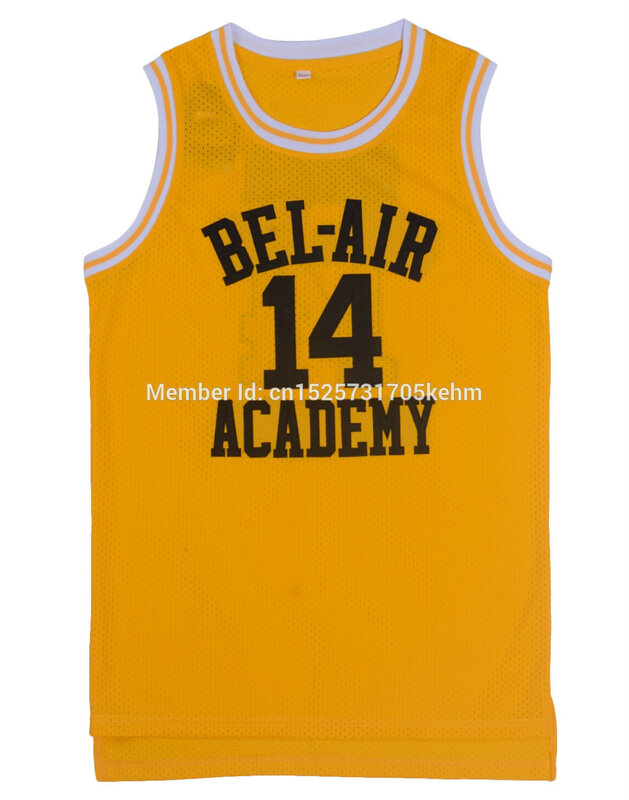 Prinz Bel-Air Akademie Jersey #14 Smith Schwarz Gelb Grün Männer Shirts Werfen zurück Genäht Hip Hop Tank tops