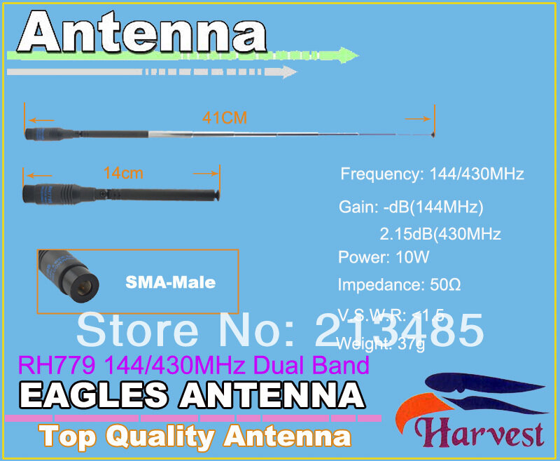 Sma - konektor laki-laki panen RH779 Dual band, 144 / 430 MHz antena teleskopik
