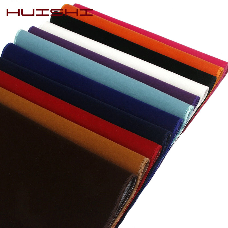 HUISHI-pañuelos cuadrados de terciopelo dorado para hombre, toalla cuadrada de bolsillo pequeño para regalo de fiesta de boda, Color sólido, negro, rojo y azul