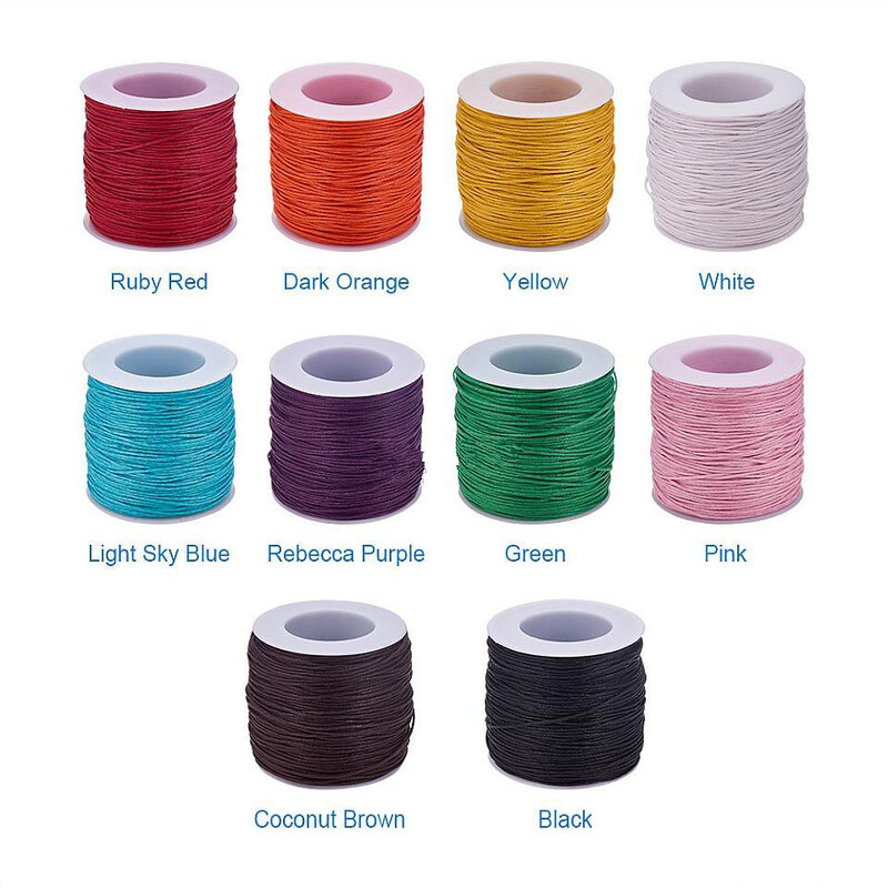 Cordón de algodón de hilo encerado de 1mm para pulsera, collares, pendientes, correa de cuerda, accesorios de joyería para bricolaje Multicolor, alrededor de 100 yardas