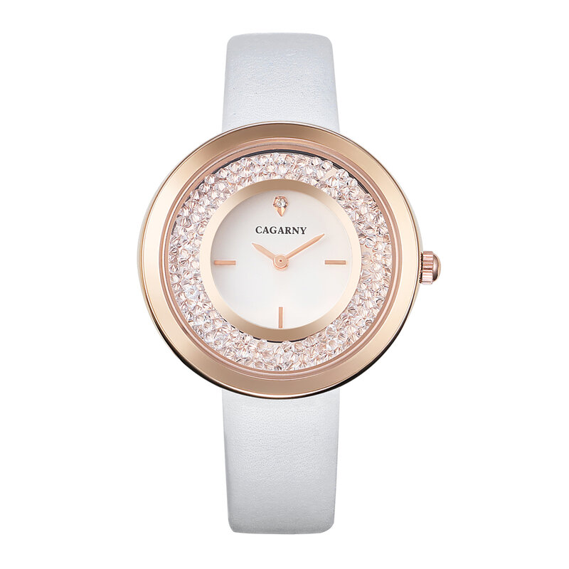 Cagarny Hip Hop Ice Out relojes de mujer lujosos diamantes brillantes reloj femenino oro rosa resistente al agua reloj de pulsera de mujer de moda