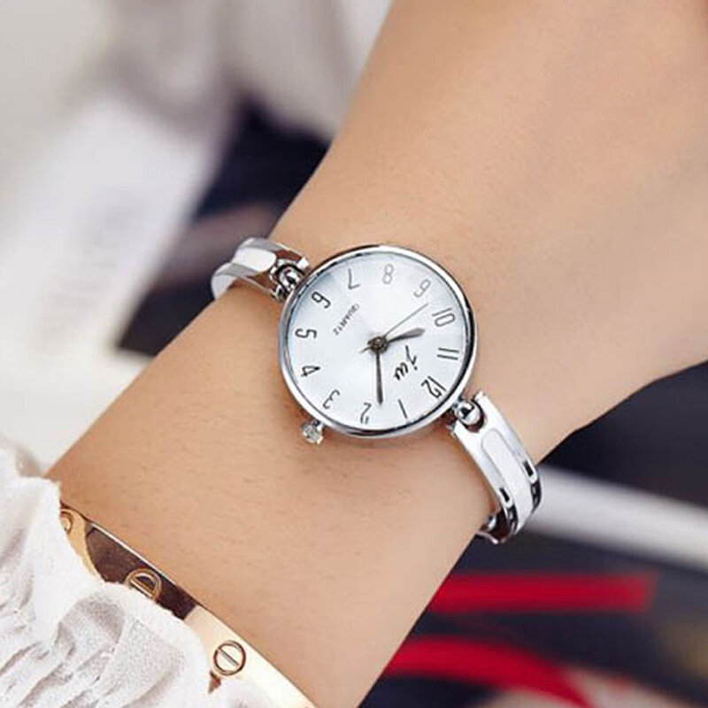 Reloj de pulsera de acero inoxidable a la moda informal para mujer, reloj de pulsera de cuarzo analógico