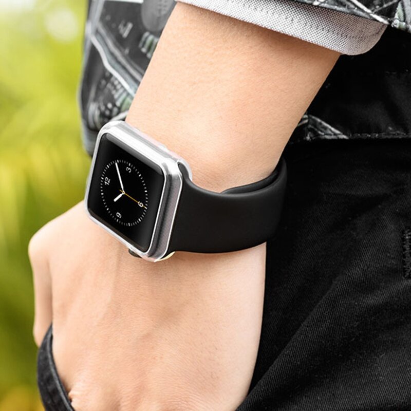 Laforvolta capa de silicone para apple watch 42mm 38mm, capa protetora tpu transparente de silicone macio para iwatch séries 3/2