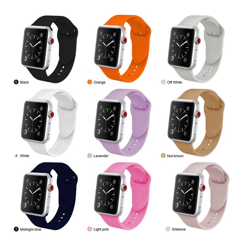 2019 New Sport Silicone Strap for iWatch 1/2/3/4/5 Apple Watch Band 38mm 40mm 42mm 44mm Smart Watch Strap Bracelet for Women Men