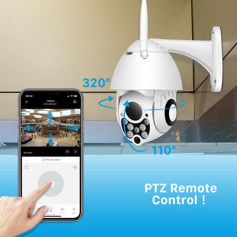 Cámara de vigilancia PTZ IP para interior y exterior, lente de seguridad con diseño de domo modelo C-P05 de red inalámbrica con conexión Wifi de alta velocidad, 1080P, Pan Tilt con Zoom x4 de 2MP, CCTV