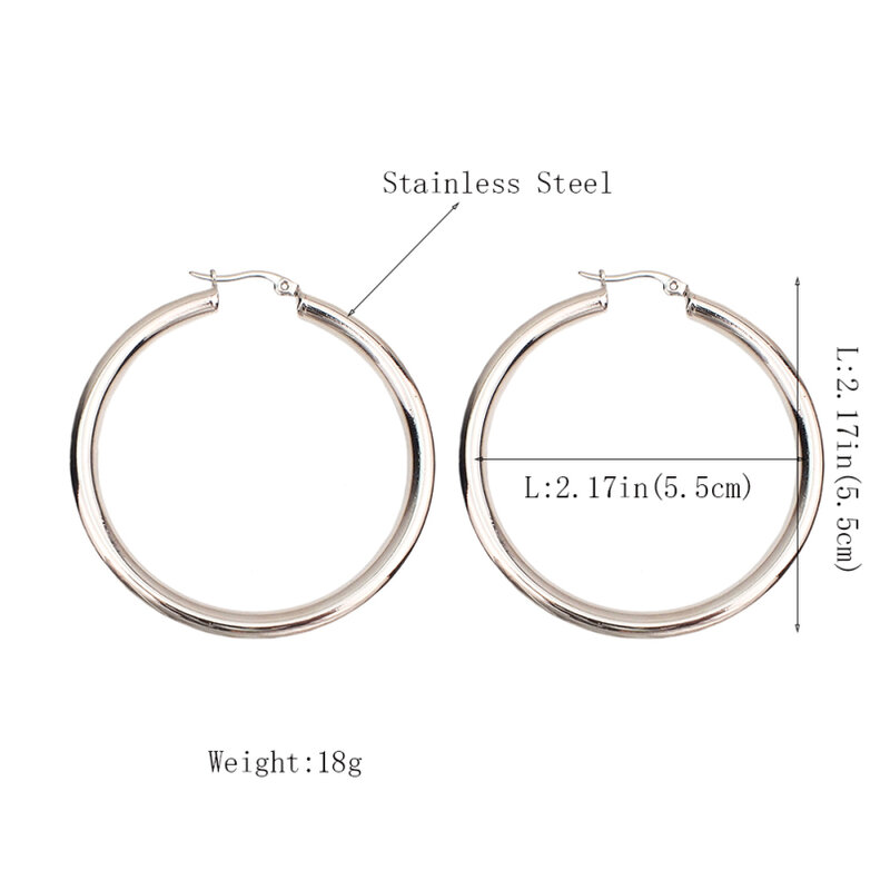 Женские серьги-кольца из нержавеющей стали, диаметр 55 мм