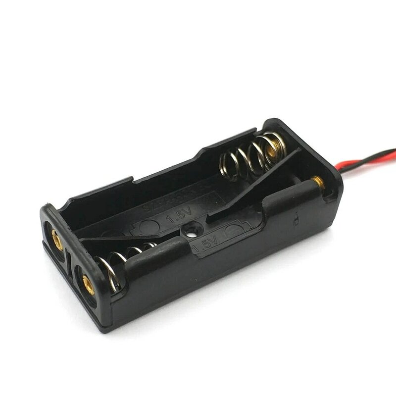 Caja de almacenamiento de batería AAA, caja de plástico negro, soporte de cable, 2X1,5 V