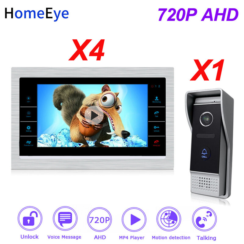 HomeEye 720P HD 7Inch Video Cửa Video Liên Lạc Nội Bộ Nhà Cửa Điều Khiển Hệ Thống Loa Phát Hiện Chuyển Động Chuông Cửa tin Nhắn Thoại