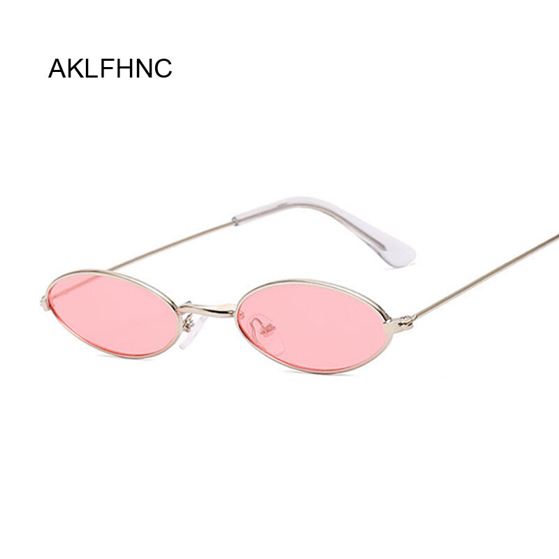 Kacamata Hitam Oval Kecil Antik Kacamata Hitam Bingkai Emas Hitam Merek Mewah Wanita Pria Warna Pink Kuning Coulos