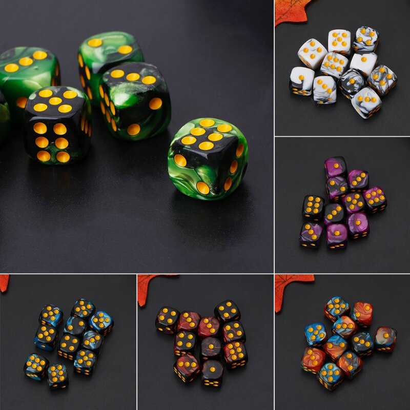 10pcs Six Sided 12mm Acrylic Transparent Cube Round Corner Portable Table Playing Games Drinking Dice